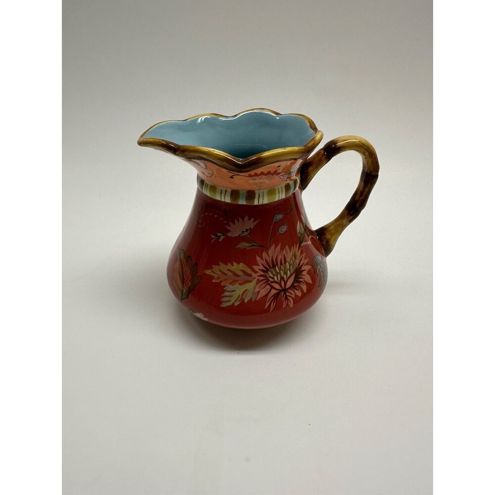 Tracy Porter Artisan Road Collection Hand Painted Floral Ceramic Pitcher/Creamer